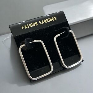 NWT Fashion Earrings Rectangular Hoop‎ Earrings - Silver tone